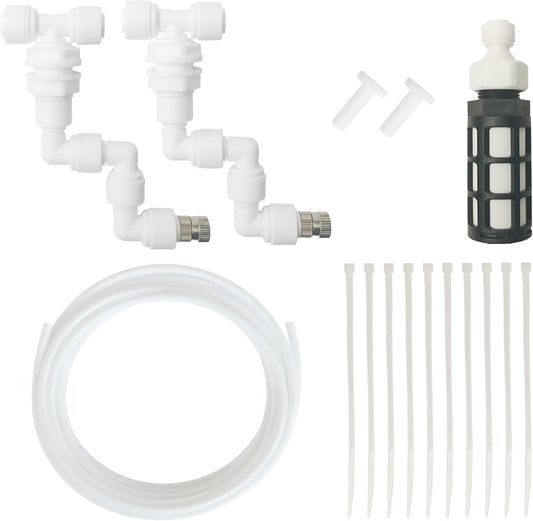 Reptile Terrariums Misting Accessories kit, 2PCS Adjustable Reptile Mister Nozzles, with 16ft 1/4 inch Tube, White