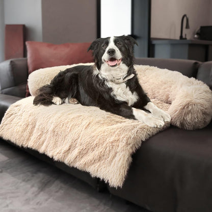 Tinaco Luxurious Calming Dogs/Cats Bed Mats, Dog Pad Washable Removable Couch Cover, Plush Long Fur Mat for Pets, Waterproof Lining, Perfect for Small, Medium and Large Dogs and Cats (Beige, 53"x39")