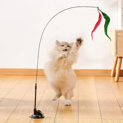 24 PCS Cat Worm Toy Zebra Print Feather Worm Teaser Refills Attachment Cute Cat Wand Replacement Interactive Wand Accessories for Fishing Pole Toy Teaser for Indoor Cats Kitten