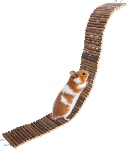 Hamster Wooden Suspension Bridge Rat Climbing Bendable Wooden Ladder Small Animals Arch Bridge Toys for Hamsters Mouse Rat Chipmunk Pig Gerbils Mice Other Small Rodents Animals(25.6L x 2.8W)