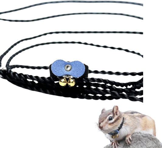 Squirrel Chipmunk Traction Rope Strap Anti-Biting Chain Rope, Small Animal Walking Collar Harness with Lead Leash for Hamster Gerbil Rat Mouse Ferret Chinchilla (Blue)