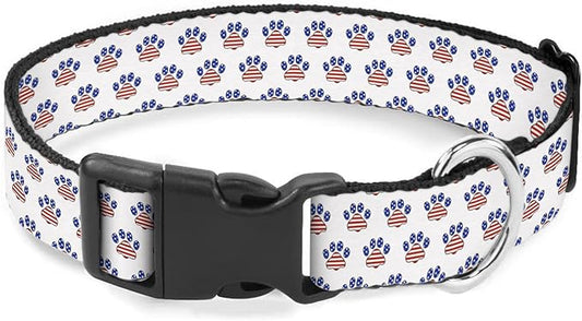 USA Flag Cat Paw Pet Red Blue Dog Collar Cat Big Neck Collars Soft for Small Extra Large Heavy Duty Pet Dogs