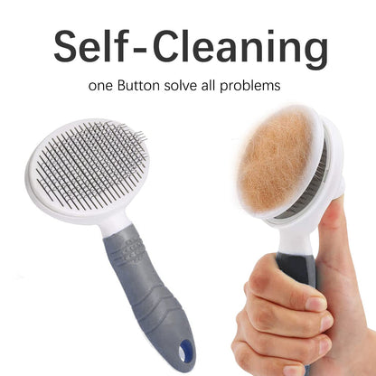 Cat Grooming Brush, Pets Skin Friendly Self Cleaning Slicker Massage Brushes for Shedding Dogs Cats Hair Gentle Remove Loose Undercoat with Long or Short Hairs for All Fur Type- UPGRADED