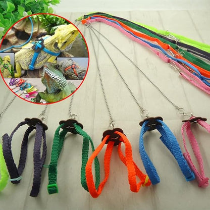 Adjustable 4.72inch Reptile Lizard Harness Leash,Turtle Lizard Pet Traction Belt Bearded Dragon Accessories Soft Small Pet Animal Harness Rope Outdoor Used (Black)