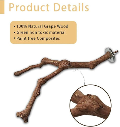 PINVNBY Parrot Perches Natural Birds Stand Wild Grape Stick Grinding Paw Climbing Wood Cage Accessories and Toy for Parakeet, Lovebirds,Budgies,Cockatiels and Finches