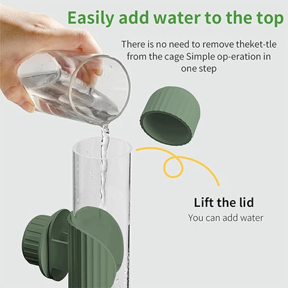 9.4 Fl Oz No Mess Bird Water Dispenser, Automatic Parrot Water Feeder with Spring Valve, Clear Cage Water Drinker for Parakeets Cockatiels Budgies Finch Lovebirds & Canary (Green, 7.4 fl oz (220ml))