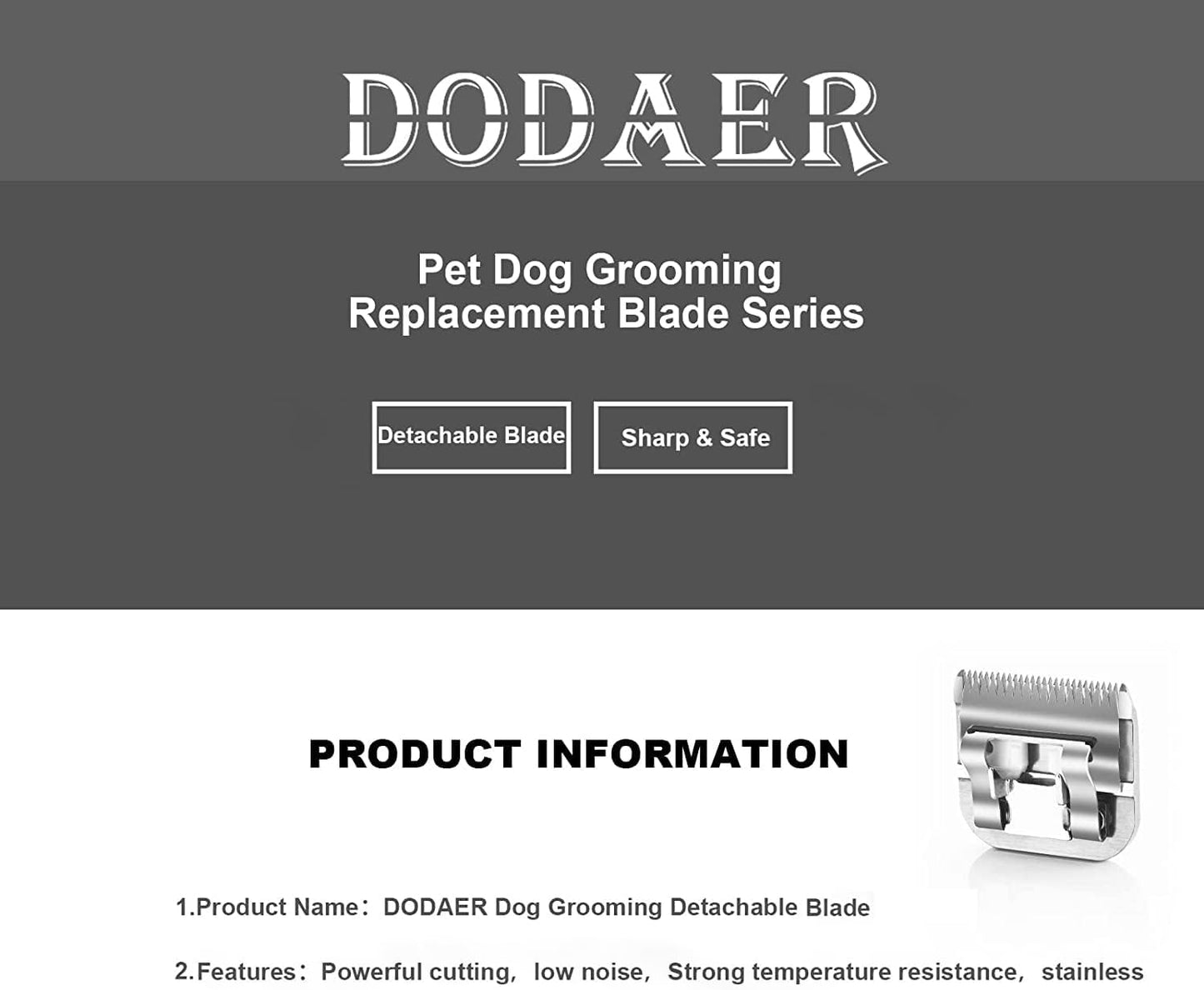 Detachable Pet Dog Grooming Blades of Stainless Steel,Compatible with Andis,Oster-A5,Wahl KM-10 Series,Size 10/30/40/7F/5F/4F/3F，7 Count
