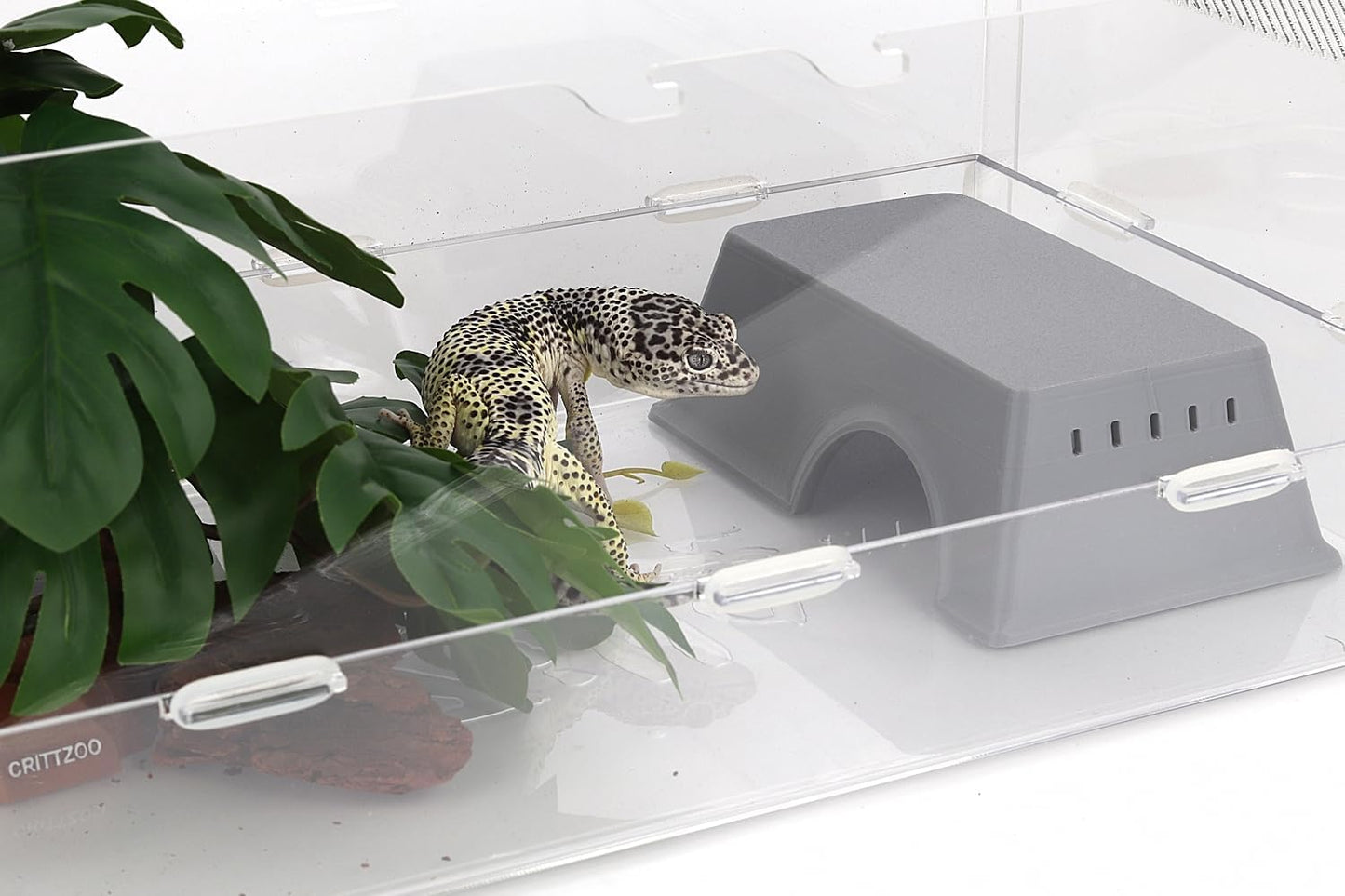 Snake Hide, Leopard Gecko Tank Accessories for Reptile Ball Python Crested Gecko Lizard Bearded Dragon - GrayHideM