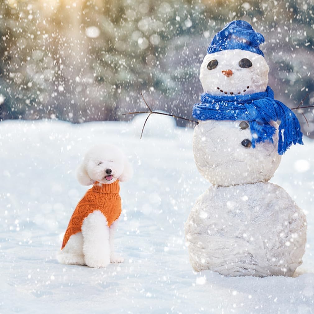 BINGPET Thermal Knitted Dog Sweater for Small Medium Large Dogs,Winter Dog Cat Coat Warm Sweartershirts Outfits,Classic Cable Knit Turtleneck Pullover Dog Jumper Coat Warm Sweartershirts