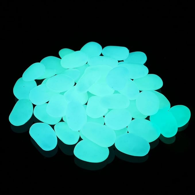 Shiny Stone Glow in The Dark Pebbles,Decorative Glow Stones,Fish Tank Aquarium Gravel,Glow Pebbles for DIY Garden Gifts Decoration(Big Size, 3-4cm, 400g/14.1oz) (Blue Green)