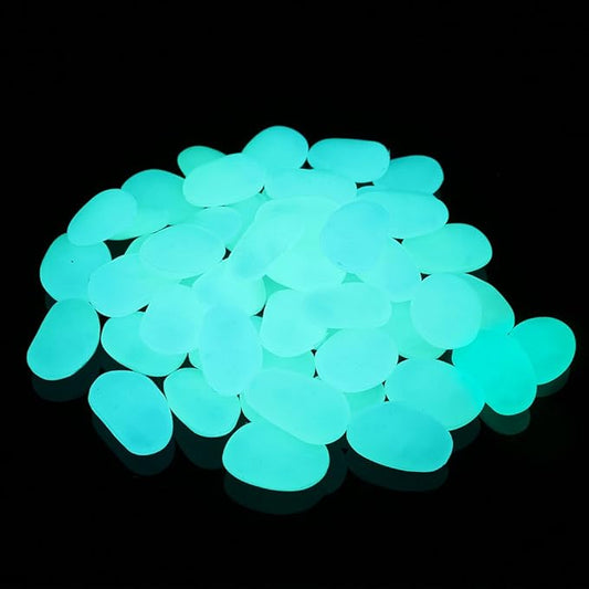 Shiny Stone Glow in The Dark Pebbles,Decorative Glow Stones,Fish Tank Aquarium Gravel,Glow Pebbles for DIY Garden Gifts Decoration(Big Size, 3-4cm, 400g/14.1oz) (Blue Green)