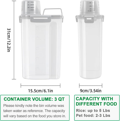 TBMax Rice Storage Container 3 to 5 Lbs - Small Pet Dog Cat Food Container Dispenser with Easy Pouring Spout & Cup, Portable Cereal Container for Small Spaces, Travel, or Daily Use