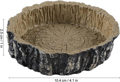(2 Pack) Tree Trunk Food/Water Dish for Reptiles – Amphibians and Other Little Critters Water/Food Bowl, Made from Premium Non-Toxic Resin – Small Size