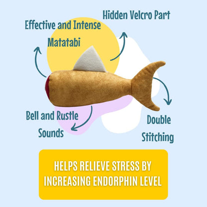 Fish Toy for Cats, Matatabi Silvervine Filled and Help Relief Anxiety, Kitten Catnip Essentials Treats Supplies Large Interactive Chew Big Kicker Toys for Indoor Cat (Golden)