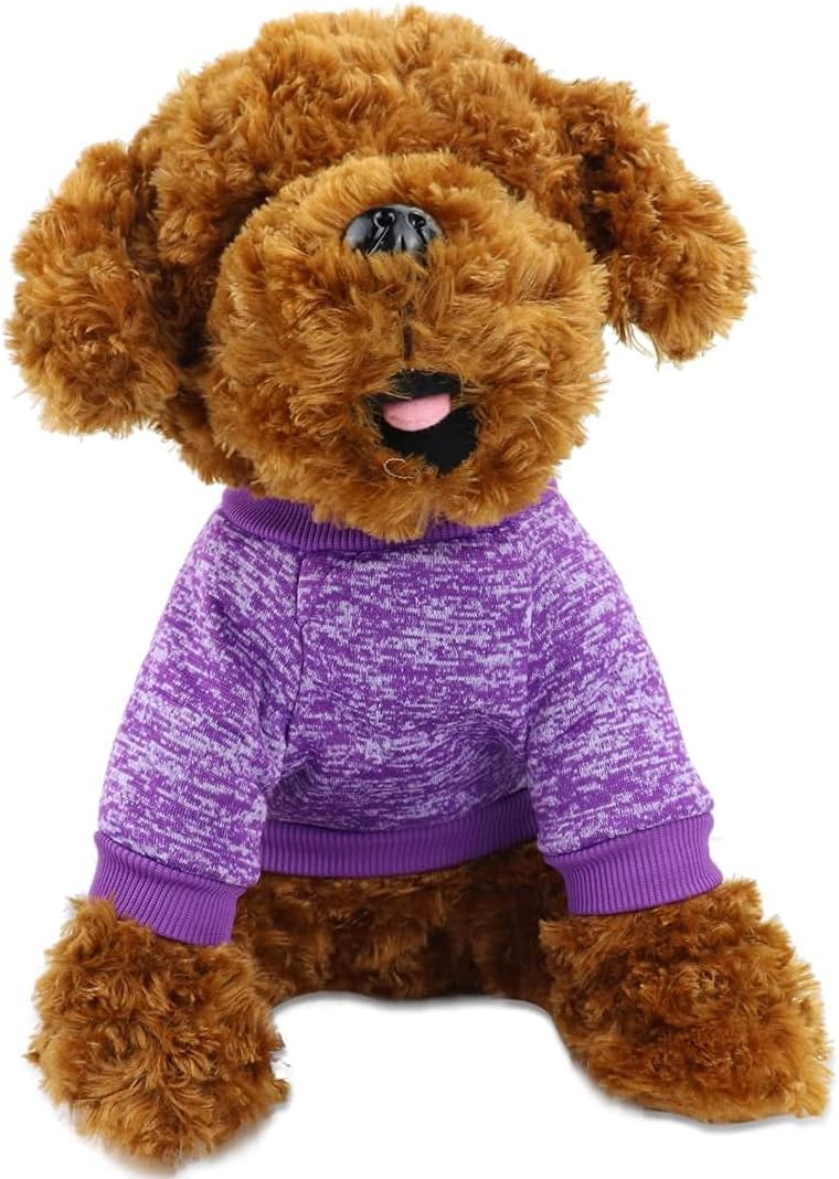 Idepet Pet Dog Classic Knitwear Sweater Fleece Coat Soft Thickening Warm Pup Dogs Shirt Winter Pet Dog Cat Clothes Puppy Customes for Small Dogs (XXS, Purple)