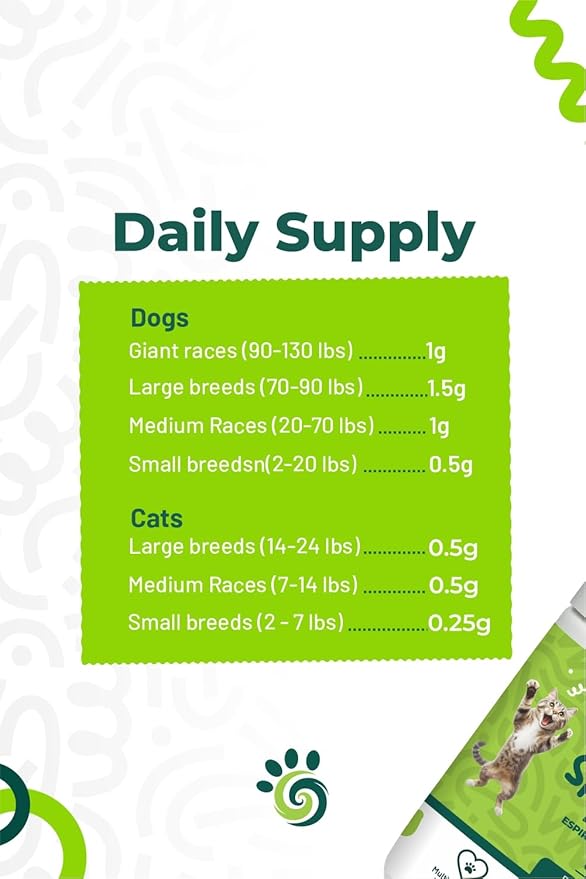 Spirulina-Based Powder for Pets Produced in The Atacama Dessert - Natural Supplement Nutrient-Rich, Essential Amino Acids & Prebiotics - 8 oz