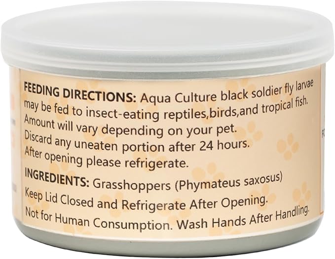 6 Pack Canned Grasshoppers for Reptiles, Fish, Birds and Small Animals, Grasshoppers, Healthy High Protein Treat, Bearded Dragon Food 7.2 Ounces Total