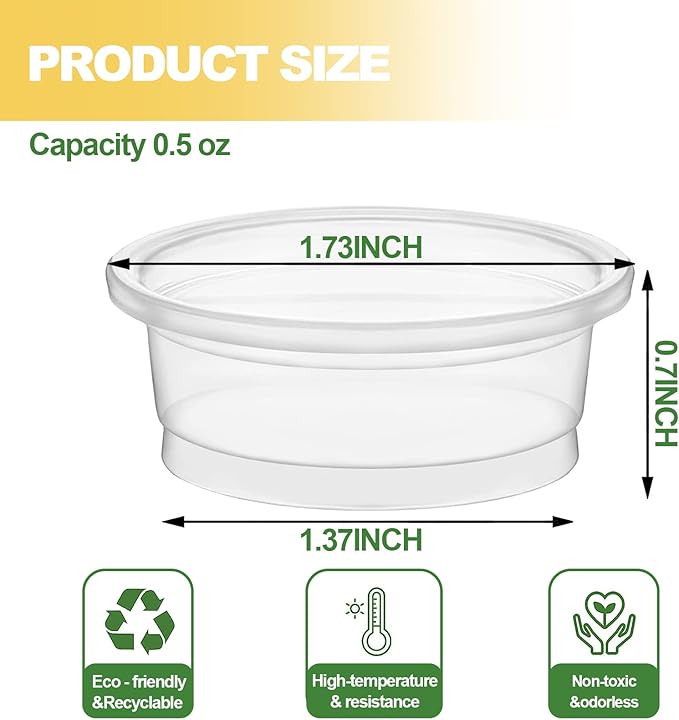 0.5oz Crested Gecko Food and Water Feeding Cups, Reptile Feeder Bowls, Plastic Replacement Food Dish for Lizard and Other Small Pet Ledge Accessories (100 pcs)