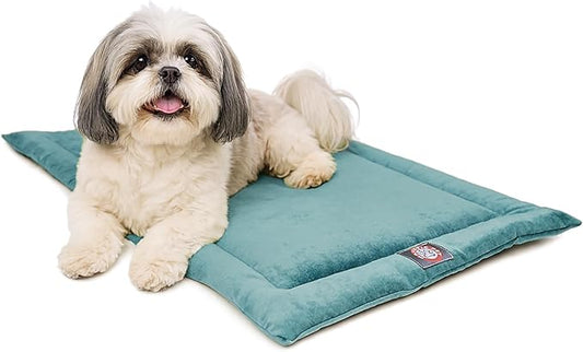 Majestic Pet Orthopedic Memory Foam Dog Crate Mat - Plush Pet Bed Pad for Crates & Kennels | USA Crafted | 24"x18" Villa Azure