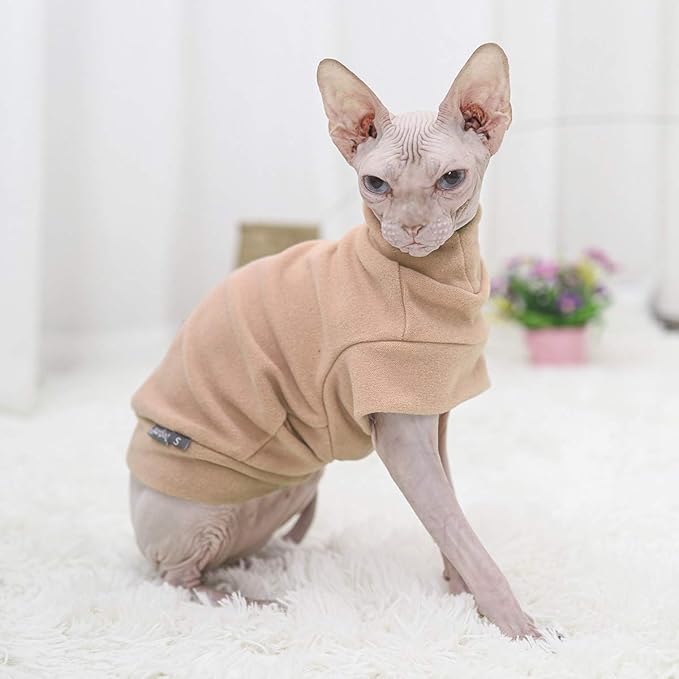 Small Dogs Fleece Dog Sweatshirt - Cold Weather Hoodies Spring Soft Vest Thickening Warm Cat Sweater Puppy Clothes Sweater Winter Sweatshirt Pet Pajamas for Small Dog Cat Puppy (Medium, Beige)