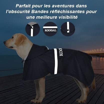 Pet Large Dog Raincoat Apparel Poncho Waterproof for Medium Large Sized for Dog Rain Coat Clothes (Navy Blue, 4XL)