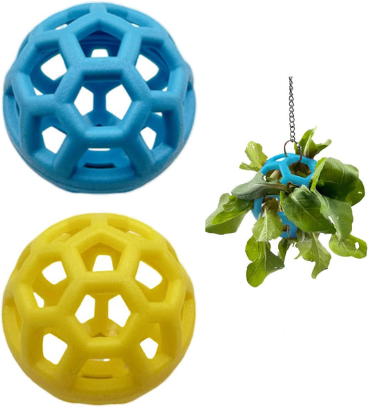 2 Pcs Tortoise Treat Ball, Hanging Hay Feeder for Small Animals, Turtle Foraging Toy with Fruit with Chain, Enrichment Feeding Ball for Pet Tortoise