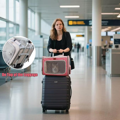 Soft Cat Carriers Pink Small Dog Carrier Airline Approved,Expandable Pet Carrier,Strudy,Ventilated,Soft Sided Pets Carriers Cage,Durable Small Animals Travel Bag Outdoor Carry Kennel