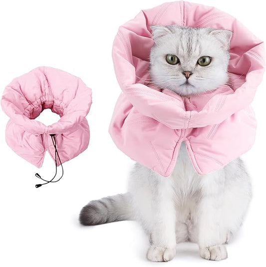 Adjustable Cat Recovery Cone Collar, Lightweight Soft Cat E-Collar Alternative After Spay, Waterproof Comfy Collars to Stop Licking Wound After Surgery, Protective Cone for Kittens/Puppies