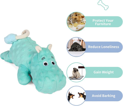 DODODOLA Cute Stuffed Hippo Dog Toys Squeaky Dog Toys with Crinkle Paper Dog Plush Toys for Large Breed Dog Chew Toys for Small, Medium, Large Dogs