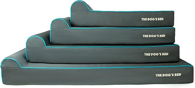 The Dog’s Bed Orthopedic Headrest Dog Bed XL Grey/Blue, Memory Foam, Pain Relief for Arthritis, Hip & Elbow Dysplasia, Post Surgery, Lameness, Waterproof Washable Cover