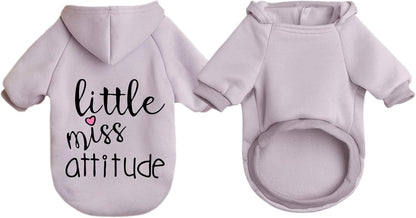 Cat Hoodies for Cats Puppy Pet Clothes Cat Apparel Little Miss Attitude Print Dog Hoodie for Small Medium Dogs Outfits for Kittens(Purple,XL)
