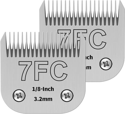 7FC Pet Dog Grooming Detachable Ceramic Blades,Compatible with Andis,Oster A5,Wahl KM10 Clippers,Cut Length 1/8"(3.2mm) -2 PCS