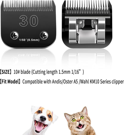 30 Blades Dog Grooming Blades Compatible with Andis/Oster A5/Wahl KM-10 Series Dog Clippers,Detachable Dog Clipper Replacement Blades,Black,(30#/2PCS)