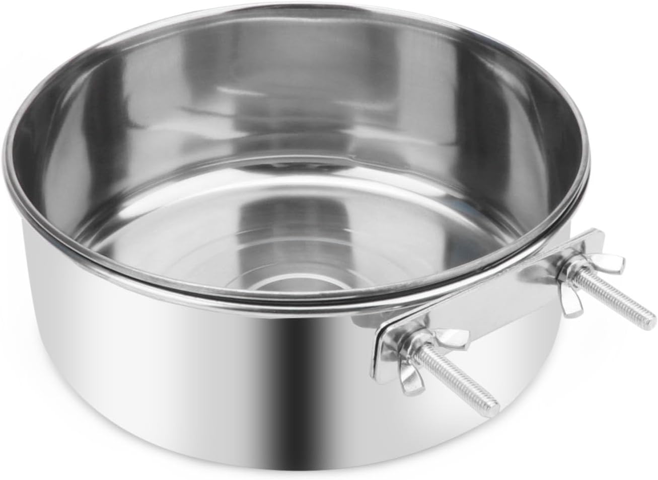 Pet Food Water Bowl with Clamp Holder Stainless Steel Coop Cup Hanging Feeder for Dog Bird Parrot Cat Rabbit (XL)