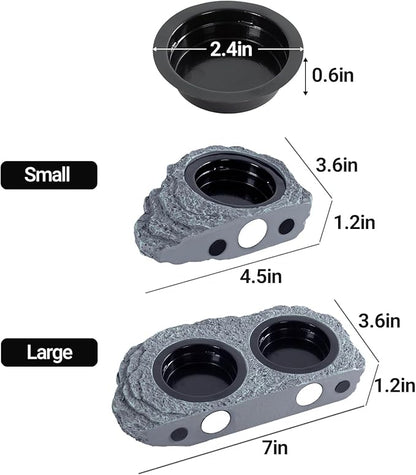 Wacool Magnetic Gecko Ledge - Single Bowl Reptile Feeding Tray with 3 Feeding Cups for Geckos, Lizards, Chameleons and Reptile Pets