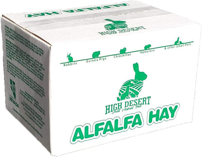 High Desert Alfalfa Hay for Rabbits, Guinea Pigs, Chinchillas & Small Pets – Protein-Rich Natural Hay for Young, Growing Animals – High-Fiber, Hand-Packed, Additive-Free, Grown in USA – 1 lb Box