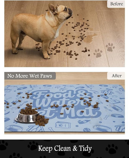 Pet Feeding Mat-Absorbent Dog Mat for Food and Water Bowl-No Stains Quick Dry Water Dispenser Mat-Dog Accessories Pet Supplies-Bowl for Messy Drinkers（Words,16"x24"