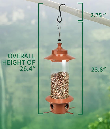 Squirrel Proof Bird Feeder for Outdoor, Gravity Sense Squirrel Proof Wild Bird Feeders for Finch Cardinal Chickadee, 4.8LB Large Capacity Hanging Birdfeeder