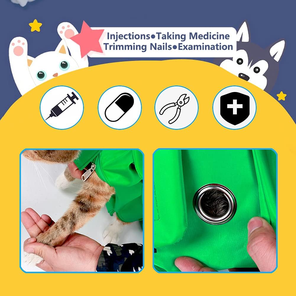 Kukaster Pet Cat’s Restraint Bag for Claw Care Nail Trimming Anti-Scratching Grooming Bag for Cats Medical Examination(Orange-l)