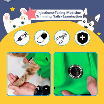 Kukaster Pet Cat’s Restraint Bag for Claw Care Nail Trimming Anti-Scratching Grooming Bag for Cats Medical Examination(Blue-m)