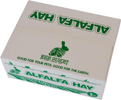 High Desert Alfalfa Hay for Rabbits, Guinea Pigs, Chinchillas & Small Pets – Protein-Rich Natural Hay for Young, Growing Animals – High-Fiber, Hand-Packed, Additive-Free, Grown in USA – 10 lb Box