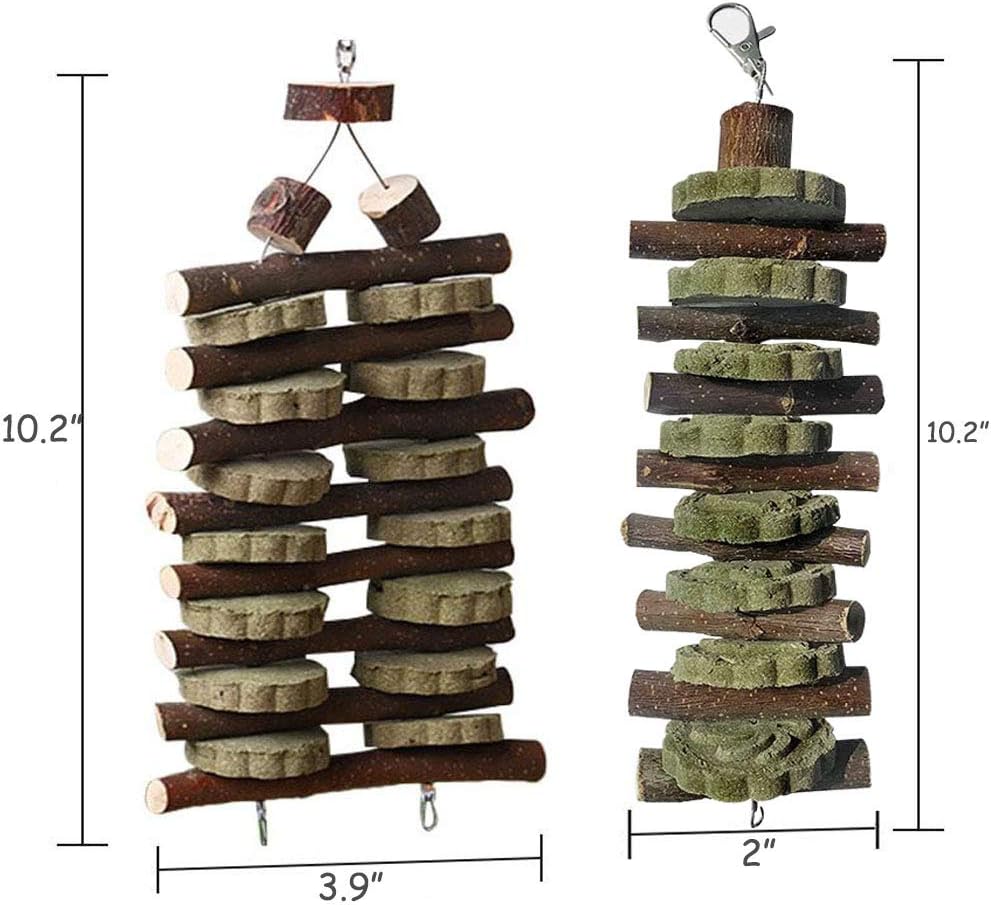 Hamiledyi Bunny Chew Toy for Teeth,Guinea Pig Natural Organic Fruitwood Sticks with Grass Cake for Rabbits,Chinchillas,Gerbils, Squirrels, Hamsters, Chewing/Improve Dental Health