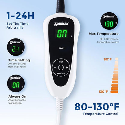 Heated Cat Bed Indoor - Adiustable Temperature Pet Heating Bed with Timer and Chew Resistant Cord, Washable Puppy Bed with Non-Slip Bottom, 21" x 21" x 8", Khaki