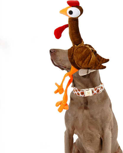 Elegant little tail Thanksgiving Dog Collar, Turkey Print Pet Collar Dog Durable Cute Dog Collars Winter Holiday Male or Female Pet Gift Adjustable Dog Collar for X-Large Dogs