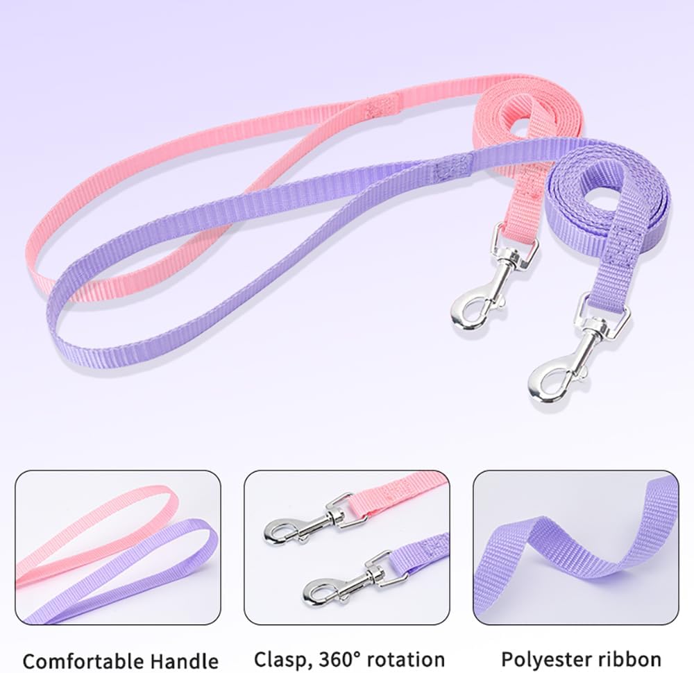 Step in Dog Harness and Leash Set, Flower Adjustable Easy Walk Puppy Harnesses, Soft Mesh Pet Vest Harness Small Size Dog Adjustable No Pull Dog Harness for Small Medium Dogs(Light Purple, S)