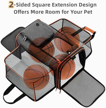 Expandable Travel Small Dog Cat Carrier(Large),Airline Approved Soft-Sided Pet Carrier with Removable Fleece Pad and Pockets for Cats/Puppy and Small Animals