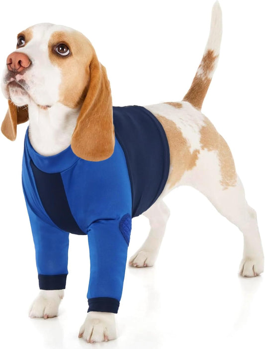 LeLePet Dog Recovery Suit for Front Legs, Dog Sleeve to Stop Licking, Elbow Protector for Leg Injuries Shoulder Wounds After Surgery Male Female,Zippered Long-Sleeved Shirt Cone Alternative(S-3XL)