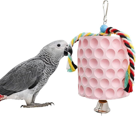 Bird Beak Grinding Stone, Parrot Chew Toys with Bells, Bird Toys, Cage Accessories for African Grey, Amazon Parrots, Budgies, Cockatiels, Lovebirds, Conures, Quakers, Small to Medium Birds