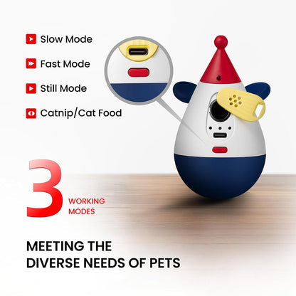 Laser Cat Toys for Indoor Cats, Automatic Interactive Cat Toy, Rechargeable 360° Auto-Spin Self-Balancing Laser Pointer with Catnip Hole & Feather, 3-Speed Random Trajectories for Bored Cats