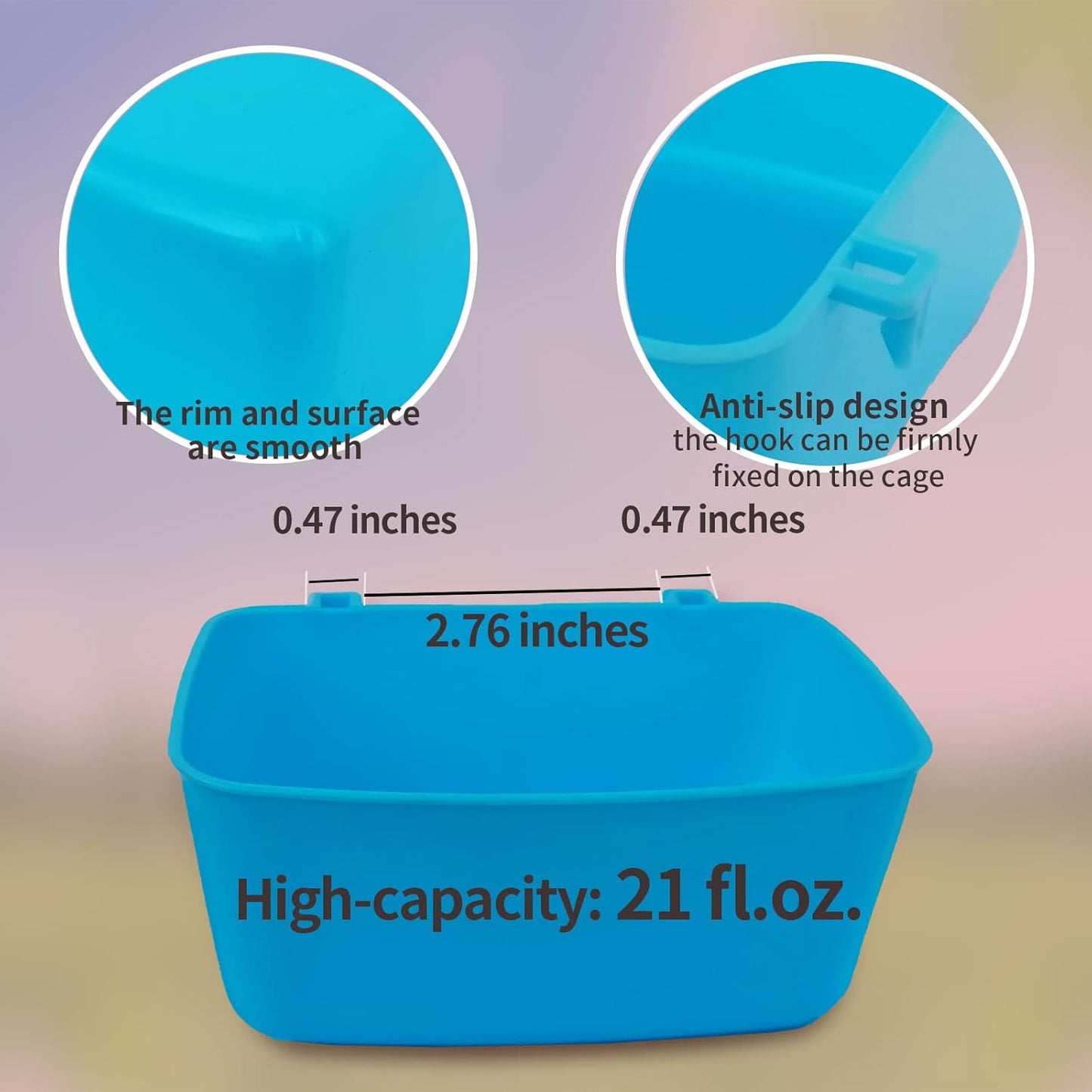 12 Pack Feeder Waterer Chicken 21 oz Food Water Cage Cups Rabbit Puppy Cat Hanging Feeding Dish Coop Bowl Watering Container Treats Drinker for Pigeon Bird Bath Basin Hamster Bed